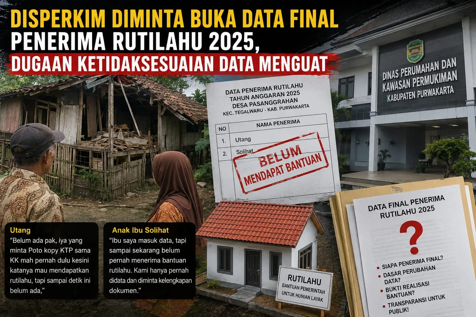 Ada Apa dengan Rutilahu Pasanggrahan? Data Penerima Berubah Misterius, Disperkim Purwakarta Bungkam!
